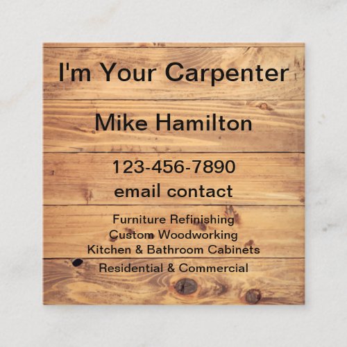 Professional Carpenter And Woodworking  Square Business Card