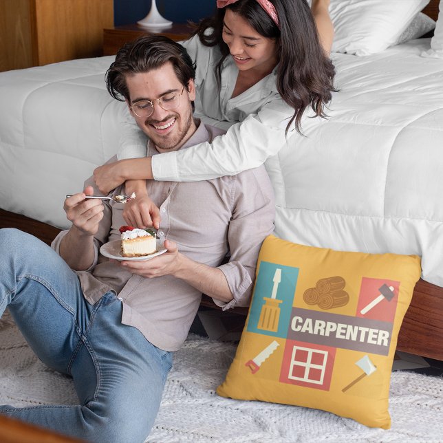 Professional Carpenter Iconic Designed Throw Pillow (Creator Uploaded)