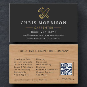 Professional Carpenter QR Code Business Card