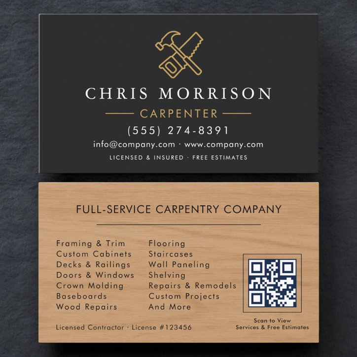 Professional Carpenter QR Code Business Card