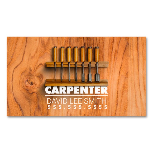 Professional Carpenter tools Business Card Magnet (Front)