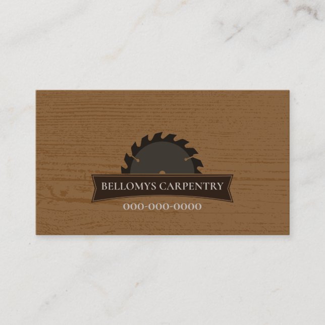 Professional Carpenter Wood Grain Business Card (Front)