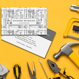 Professional Carpentry Tools Vintage Gray Business Card