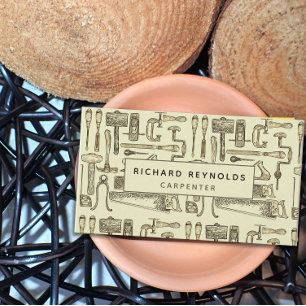 Professional Carpentry Tools Vintage Sepia Business Card