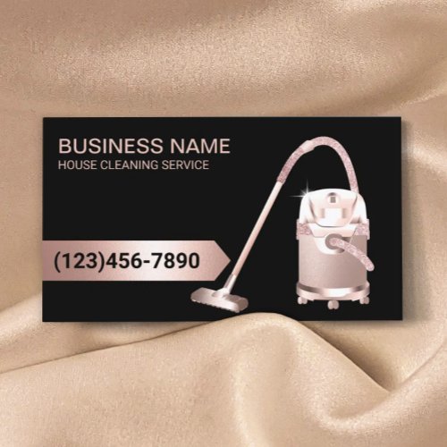 Professional Carpet Cleaning Rose Gold Glitter Business Card