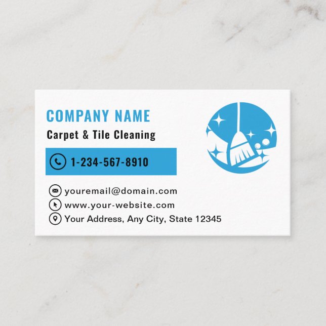 Professional Carpet & Tile Cleaning Logo  Business Card (Front)