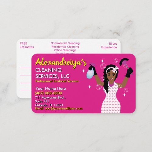 Professional Cartoon CleaningJanitorial Business Card