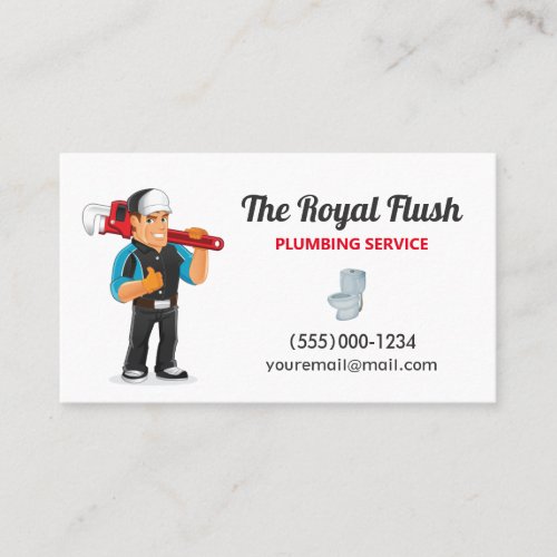 Professional Cartoon Contractor Plumbing Service Business Card