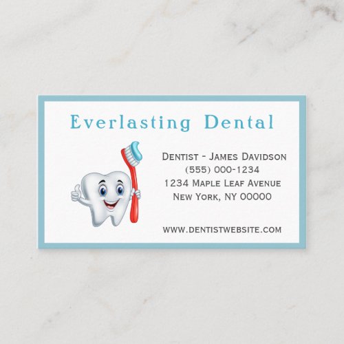 Professional Cartoon Tooth Dentist Business Card