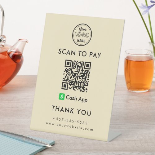 Professional Cash App QR Code Scan to Pay Logo Pedestal Sign