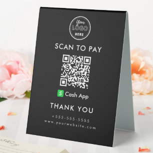 Professional Cash App QR Code Scan to Pay Logo Table Tent