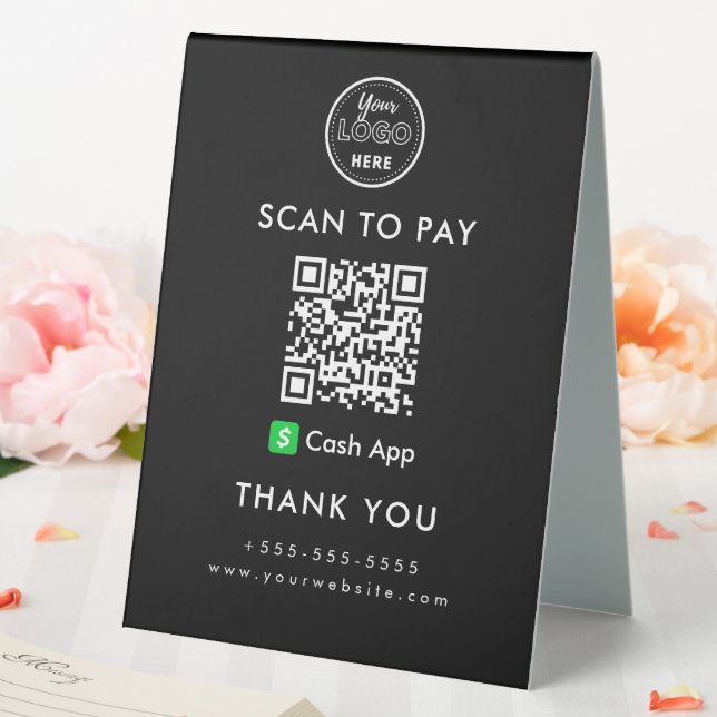 Professional Cash App QR Code Scan to Pay Logo Table Tent (In SItu (Wedding))
