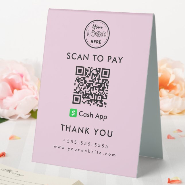 Professional Cash App QR Code Scan to Pay Logo Table Tent (In SItu (Wedding))