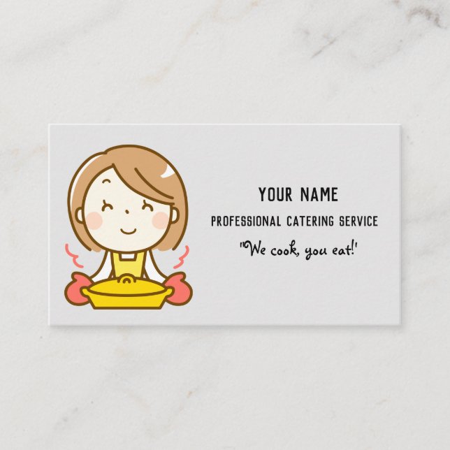 Professional Catering Service Cute Food Business Card (Front)
