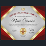 Professional Certificate Award of Achievement<br><div class="desc">This professional certificate of achievement award design features a variety of red and gold shades and a grey background. Includes two gold medal awards and two signature lines.</div>