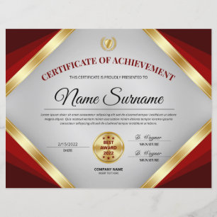 Professional Certificate Award of Achievement