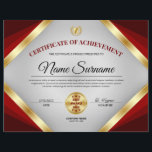 Professional Certificate Award of Achievement<br><div class="desc">This professional certificate of achievement award design features a variety of red and gold shades and a grey background. Includes two gold medal awards.</div>