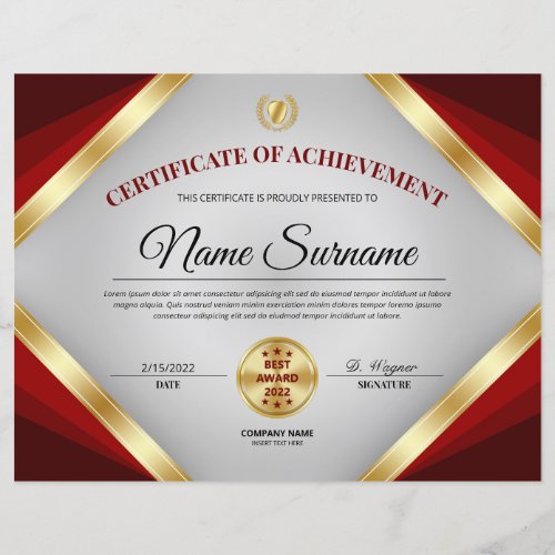 Professional Certificate Award of Achievement