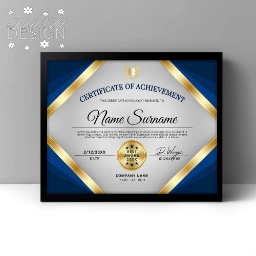 Professional Certificate Award of Achievement