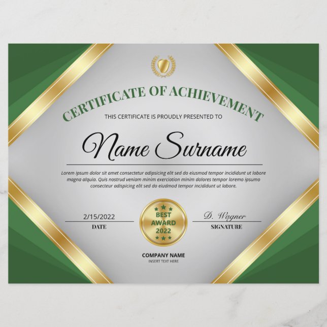 Professional Certificate Award of Achievement (Front)