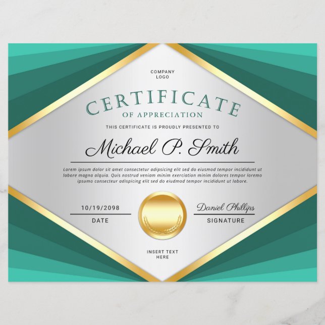 Professional Certificate Award of Appreciation (Front)