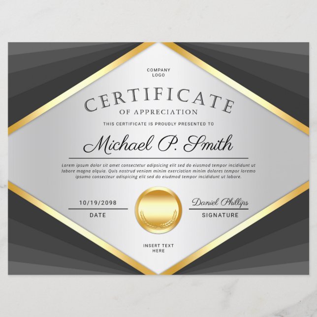 Professional Certificate Award of Appreciation (Front)