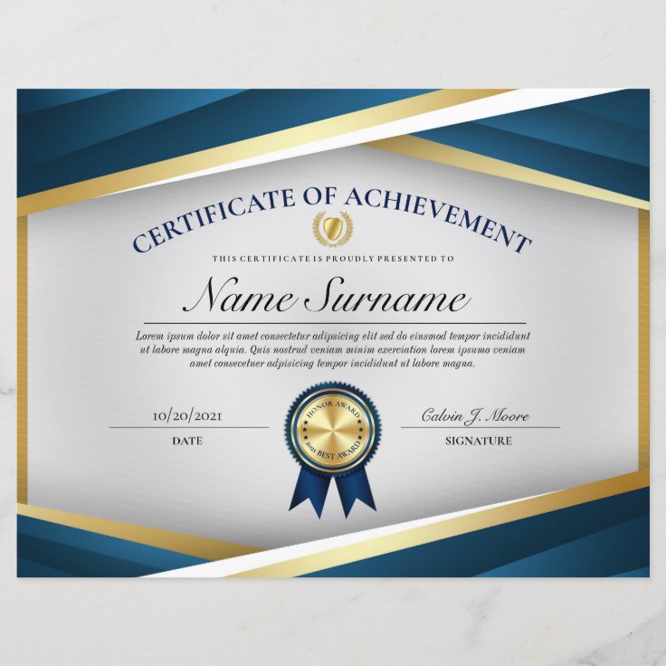 Professional Certificate of Achievement Award | Zazzle