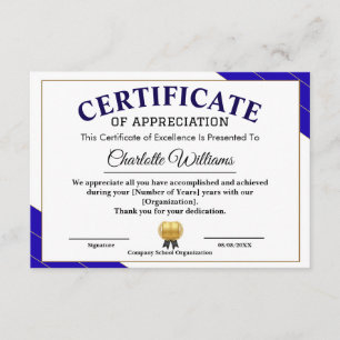 Professional Certificate of Appreciation Award