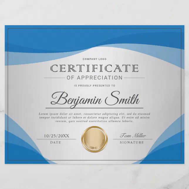 Professional Certificate of Appreciation Award Flyer | Zazzle