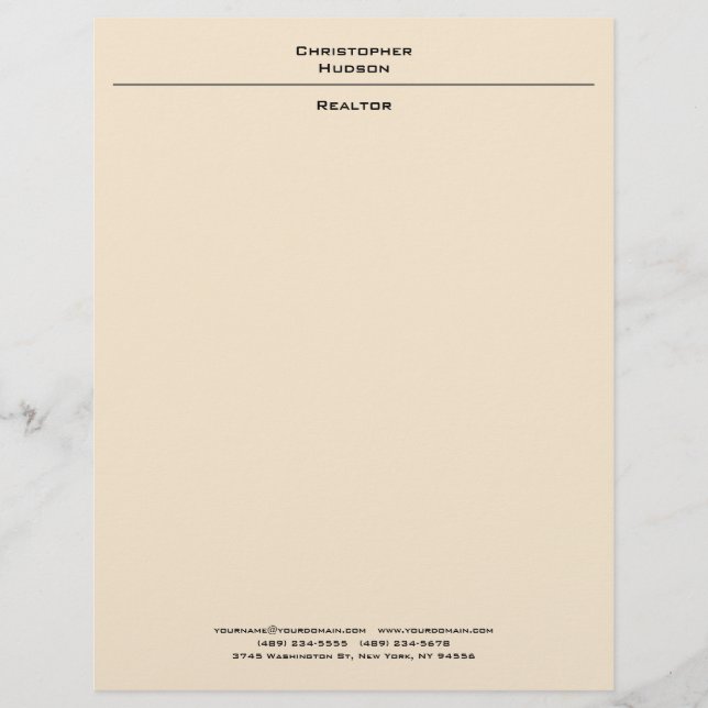 Professional Champagne Color Simple Plain Letterhead (Front)
