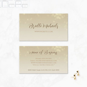 Professional Champaign Gold Minimal Subtle Sparkle Business Card by GirlyBusinessCards at Zazzle
