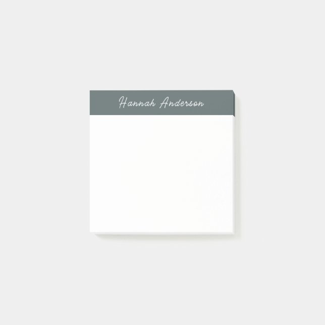 Professional Charcoal Green Monogram Full Name Post-it Notes (Front)