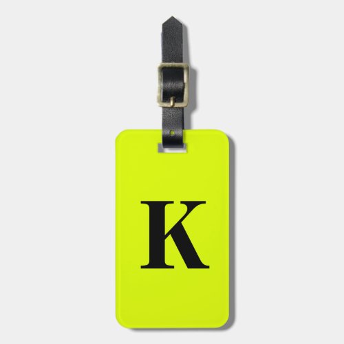 Professional Chartreuse Yellow Neon Monogram Name Luggage Tag