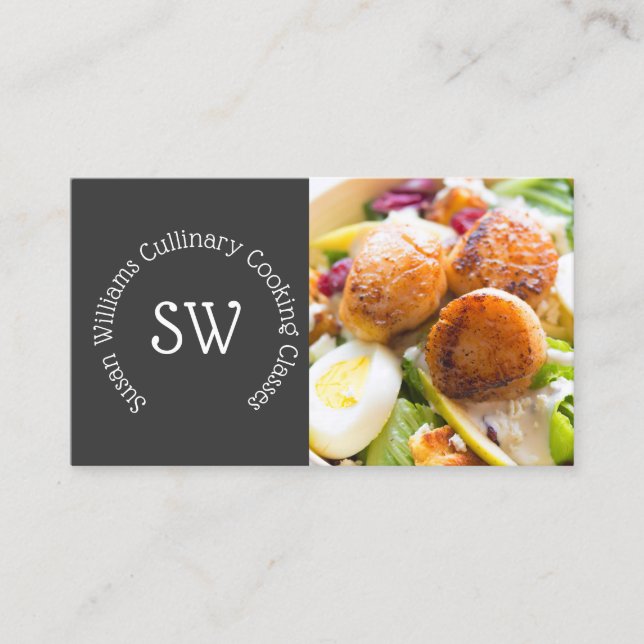 Professional chef cooking classes catering photo business card (Front)