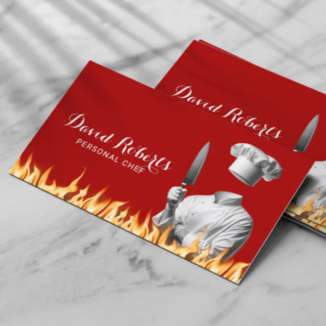 Professional Chef Restaurant Cook Catering Red Business Card | Zazzle