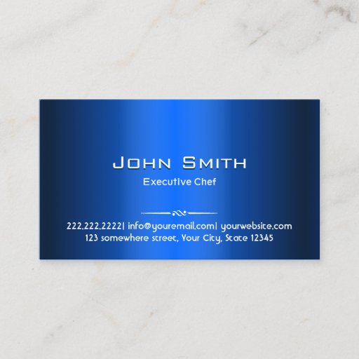 Customizable Royal Blue Metal Chef Business Card