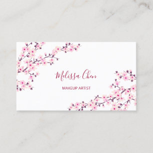 Professional Cherry Blossom Pink White Salon Business Card