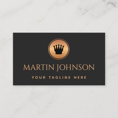 Professional Chess Player Coach Gold  Black Logo Business Card