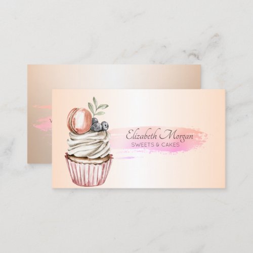 Professional  Chic Brush Stroke Cupcake  Business Card