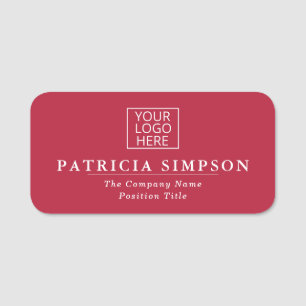 Professional Chic Cyclamen Red White: Elegant Logo Name Tag