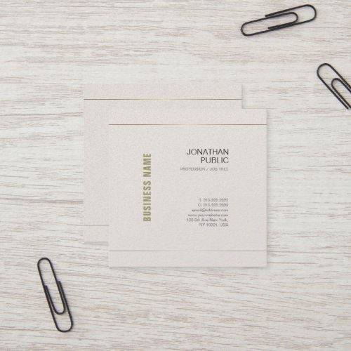 Professional Chic Design Elegant Modern Plain Luxe Square Business Card