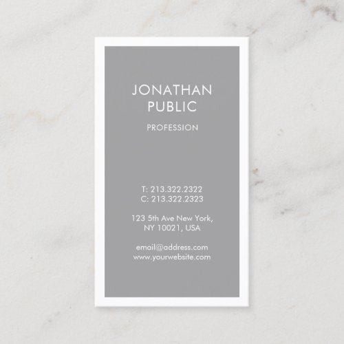 Professional Chic Design Gray White Simple Plain Business Card
