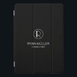 Professional Chic Elegant Plain and Monogram iPad Pro Cover<br><div class="desc">Elegant,  Black and white. Occupational. Custom Initial.</div>