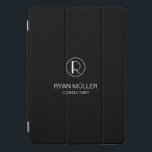Professional Chic Elegant Plain and Monogram iPad Pro Cover<br><div class="desc">Elegant,  Black and white. Occupational. Custom Initial.</div>