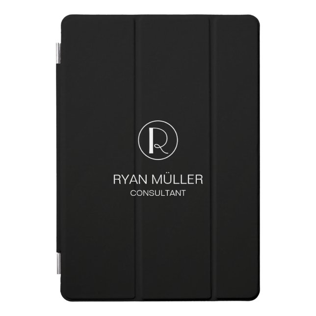 Professional Chic Elegant Plain and Monogram iPad Pro Cover (Front)