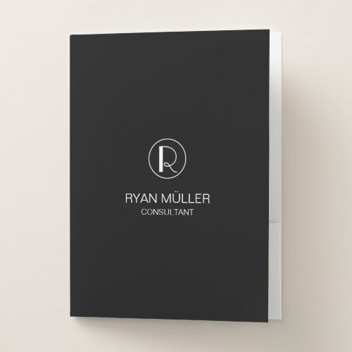 Professional Chic Elegant Plain and Monogram Pocket Folder