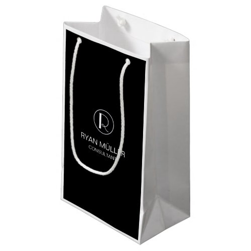 Professional Chic Elegant Plain and Monogram Small Gift Bag
