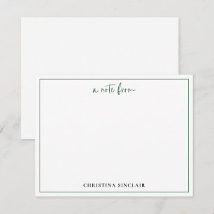 Professional Chic Emerald Green Typography Border Note Card