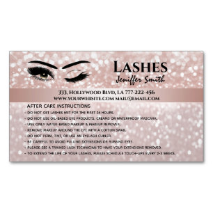 Professional chic glittery lashes after care business card magnet
