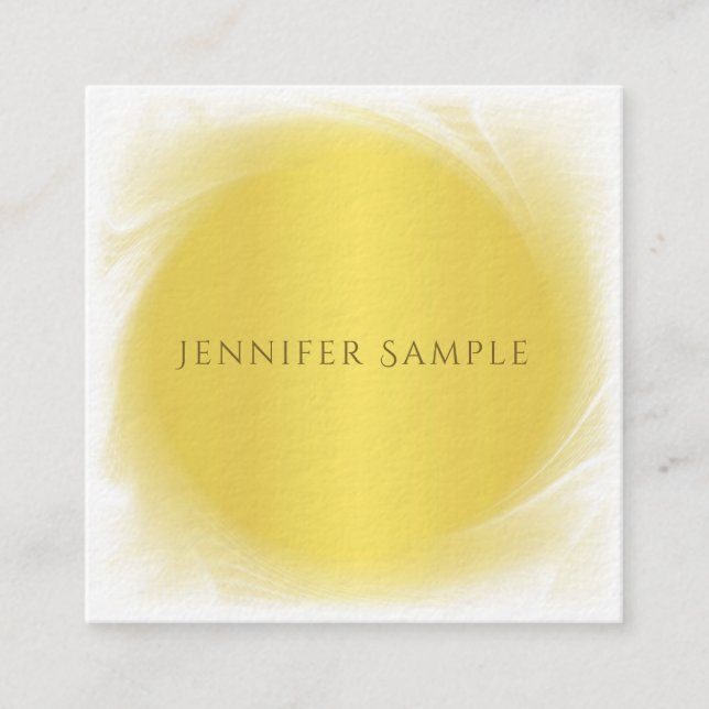 Professional Chic Gold Look Creative Design Luxury Square Business Card (Front)